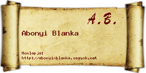 Abonyi Blanka névjegykártya